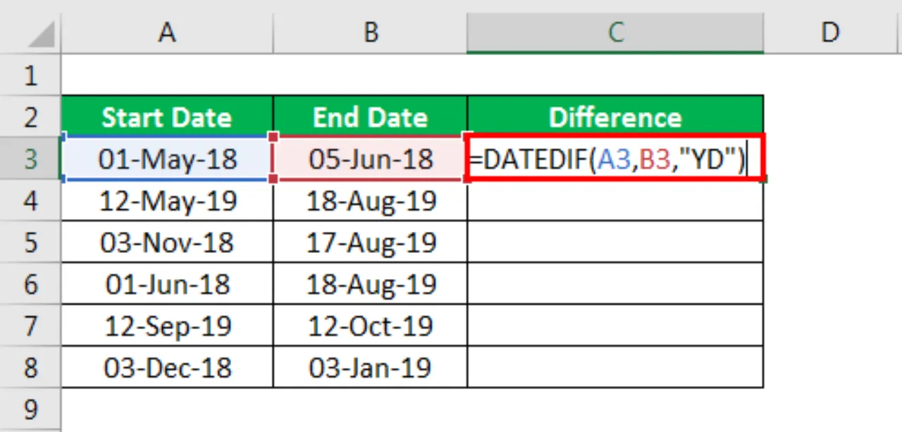 Fungsi dan Contoh Rumus DATEDIF Pada Excel - InfoFungsi