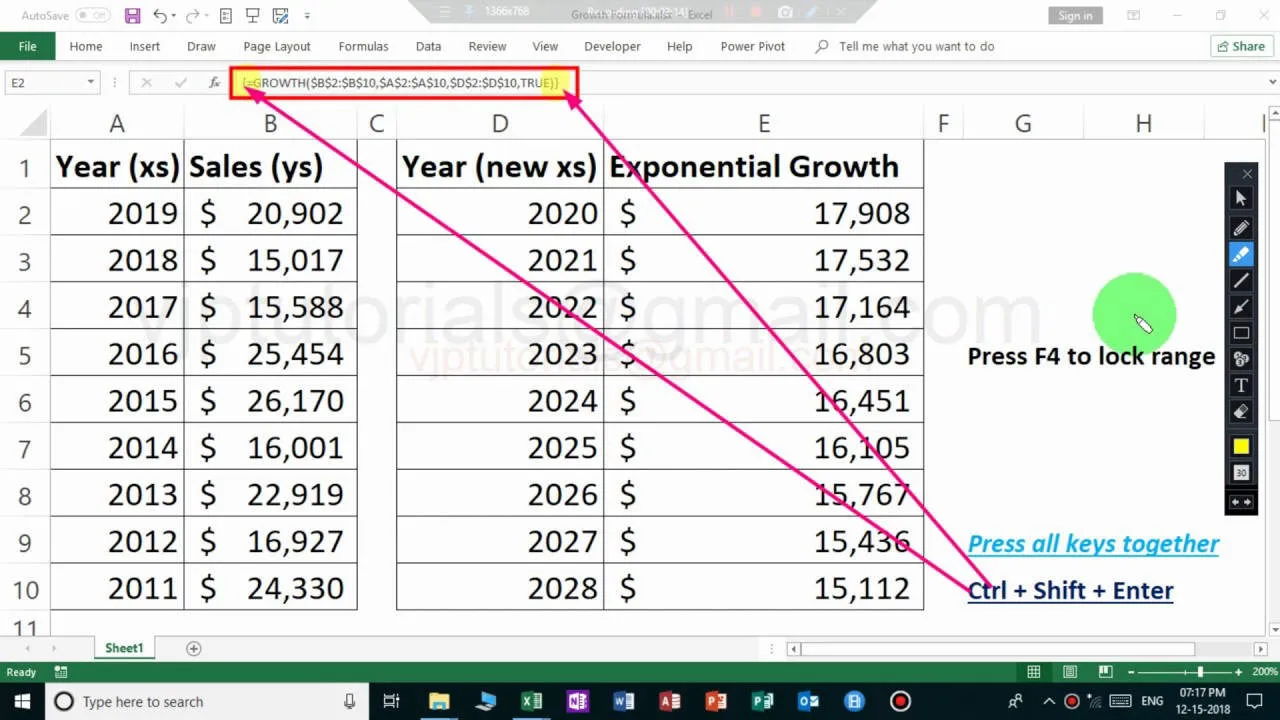 Fungsi dan Contoh Rumus GROWTH Pada Excel - InfoFungsi