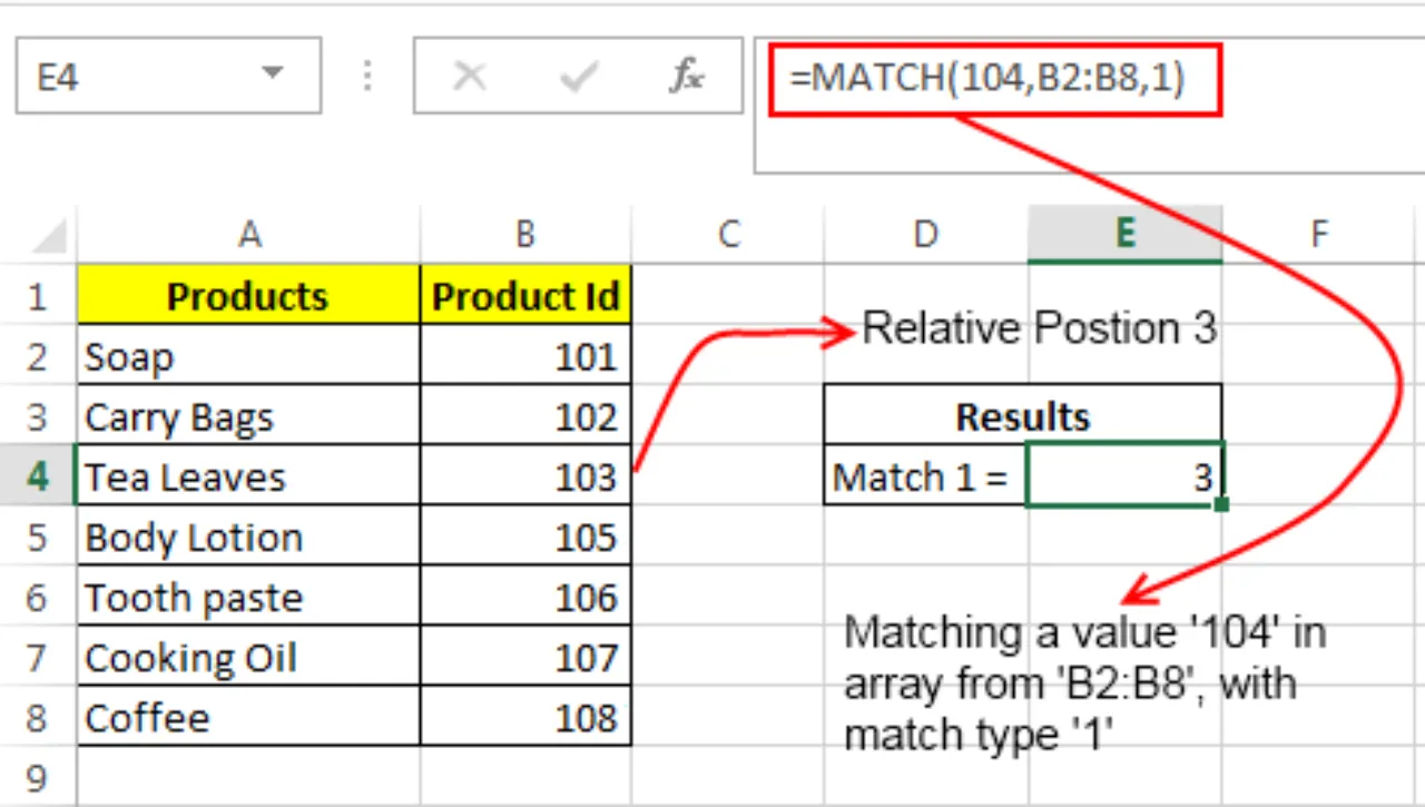 Fungsi dan Contoh Rumus MATCH Pada Excel - InfoFungsi